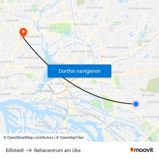Billstedt to Rehacentrum am Uke map