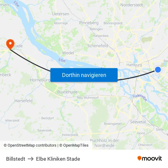 Billstedt to Elbe Kliniken Stade map