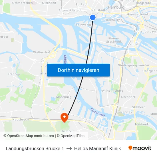 Landungsbrücken Brücke 1 to Helios Mariahilf Klinik map