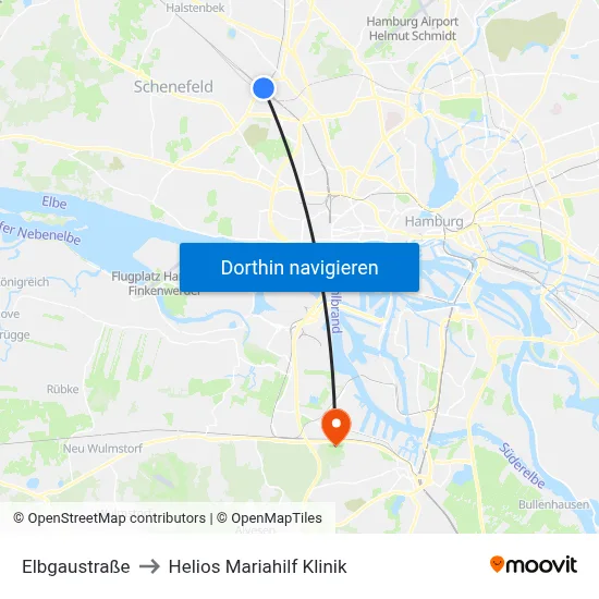 Elbgaustraße to Helios Mariahilf Klinik map