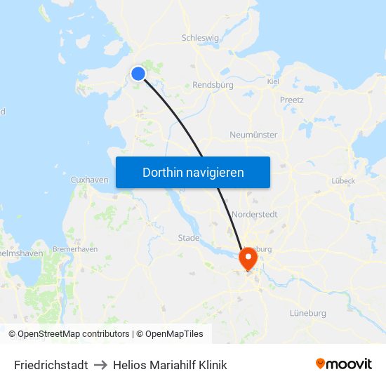 Friedrichstadt to Helios Mariahilf Klinik map