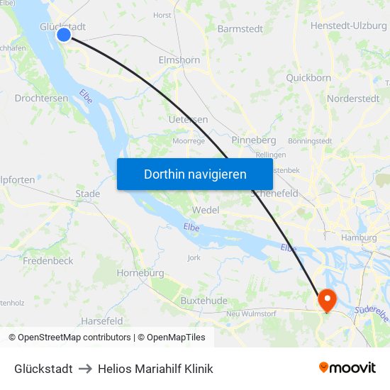 Glückstadt to Helios Mariahilf Klinik map