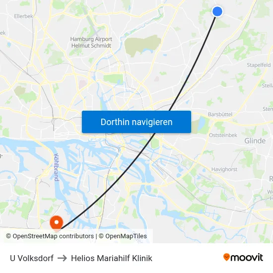 U Volksdorf to Helios Mariahilf Klinik map