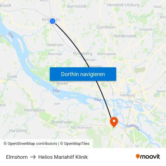 Elmshorn to Helios Mariahilf Klinik map