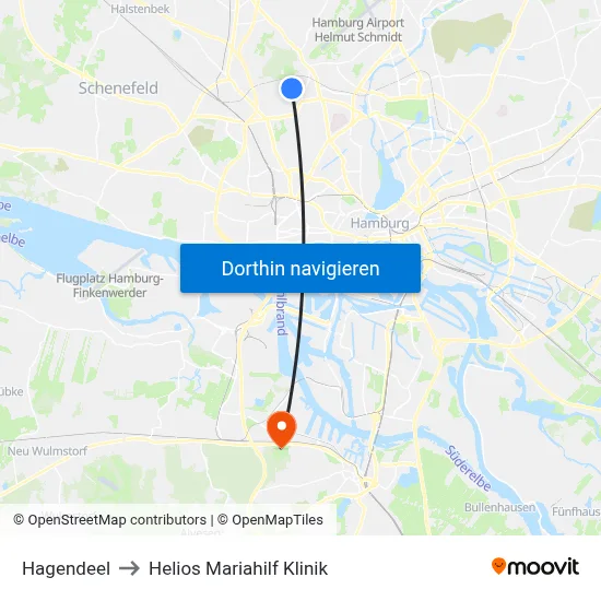 Hagendeel to Helios Mariahilf Klinik map