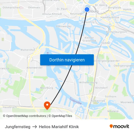 Jungfernstieg to Helios Mariahilf Klinik map