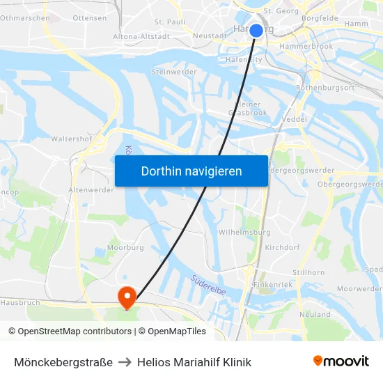 Mönckebergstraße to Helios Mariahilf Klinik map