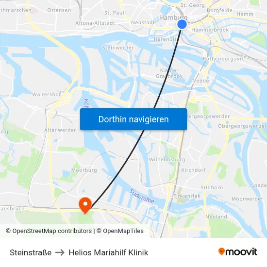 Steinstraße to Helios Mariahilf Klinik map