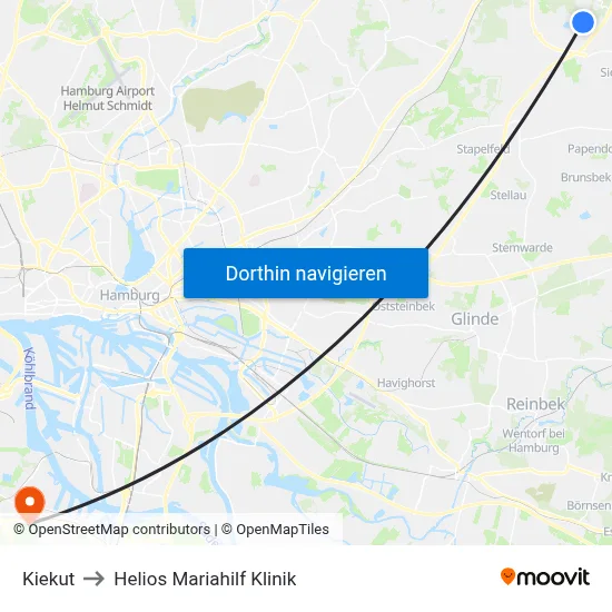 Kiekut to Helios Mariahilf Klinik map