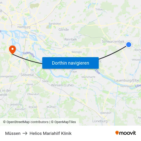 Müssen to Helios Mariahilf Klinik map