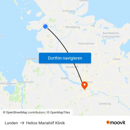 Lunden to Helios Mariahilf Klinik map