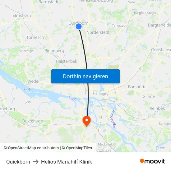 Quickborn to Helios Mariahilf Klinik map