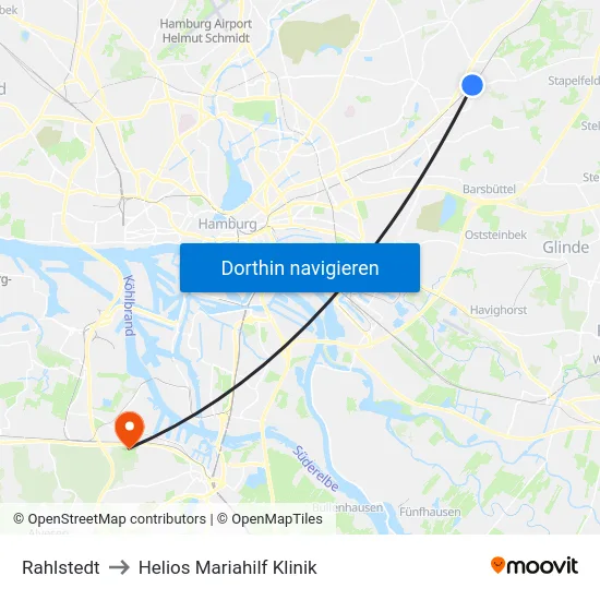 Rahlstedt to Helios Mariahilf Klinik map