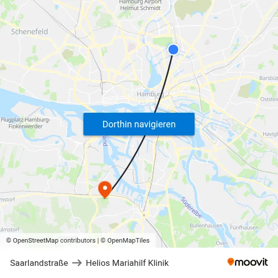 Saarlandstraße to Helios Mariahilf Klinik map