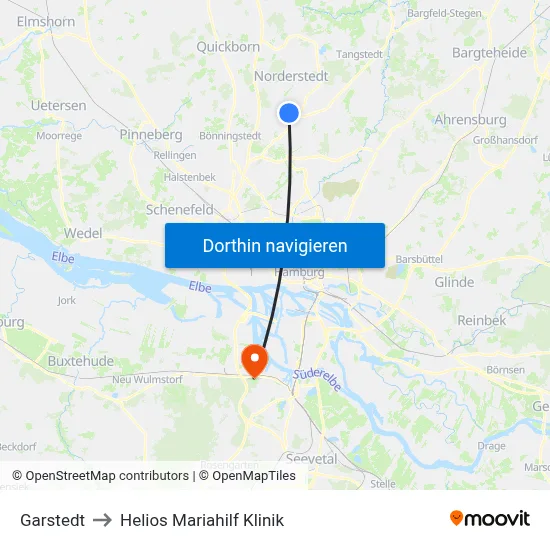 Garstedt to Helios Mariahilf Klinik map