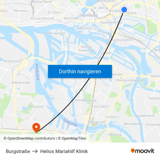 Burgstraße to Helios Mariahilf Klinik map