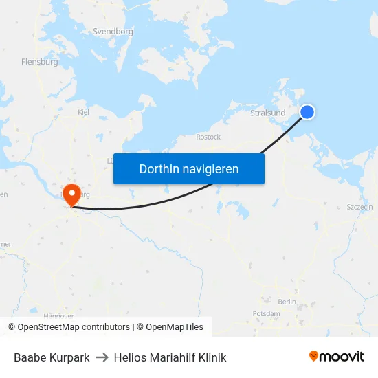 Baabe Kurpark to Helios Mariahilf Klinik map
