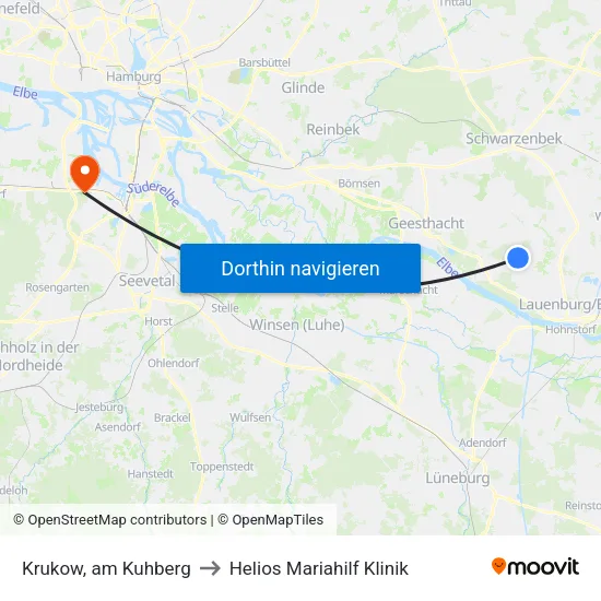 Krukow, am Kuhberg to Helios Mariahilf Klinik map