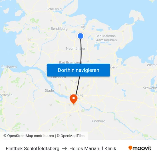 Flintbek Schlotfeldtsberg to Helios Mariahilf Klinik map