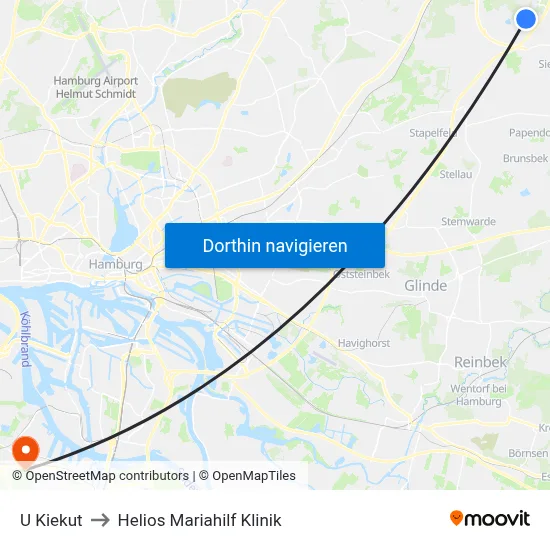 U Kiekut to Helios Mariahilf Klinik map