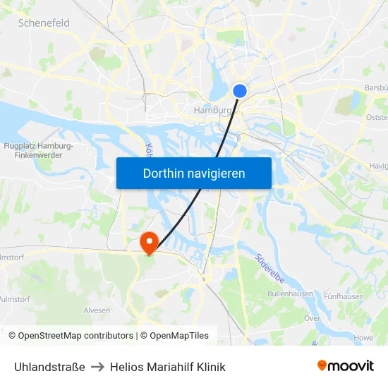 Uhlandstraße to Helios Mariahilf Klinik map