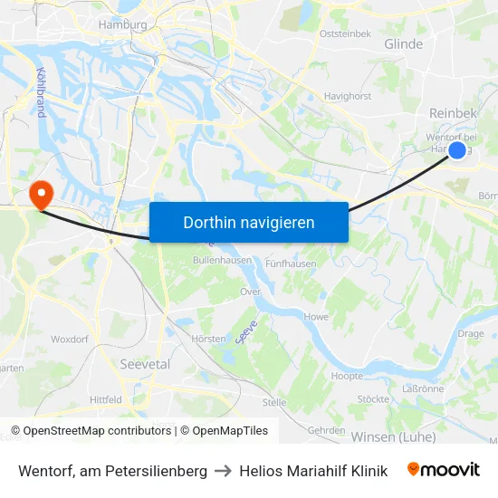 Wentorf, am Petersilienberg to Helios Mariahilf Klinik map