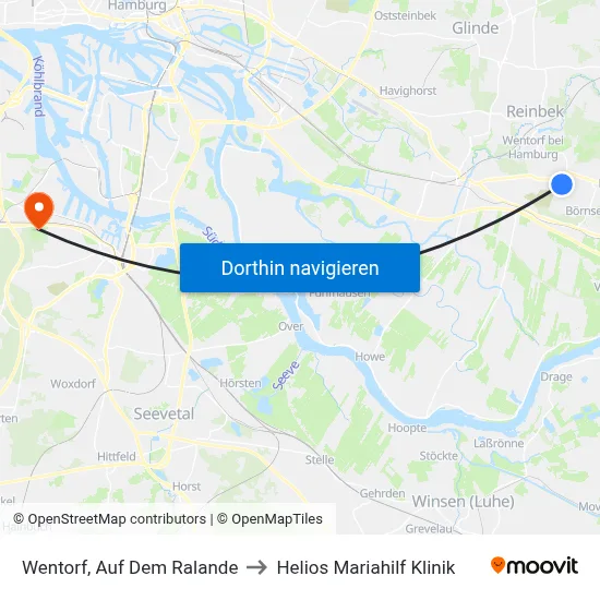 Wentorf, Auf Dem Ralande to Helios Mariahilf Klinik map