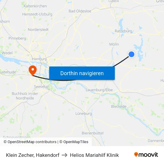 Klein Zecher, Hakendorf to Helios Mariahilf Klinik map