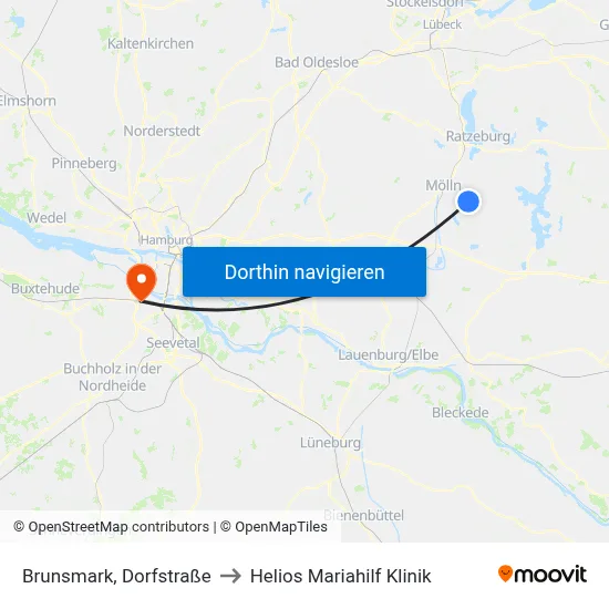 Brunsmark, Dorfstraße to Helios Mariahilf Klinik map