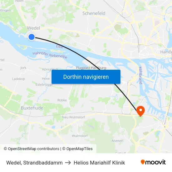 Wedel, Strandbaddamm to Helios Mariahilf Klinik map