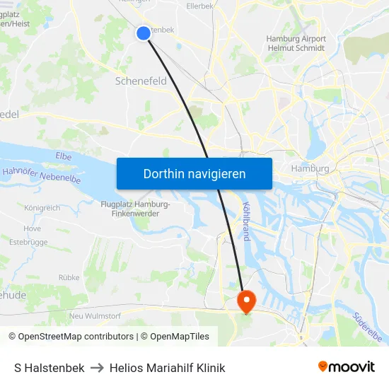 S Halstenbek to Helios Mariahilf Klinik map