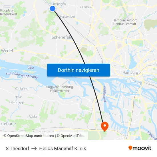 S Thesdorf to Helios Mariahilf Klinik map