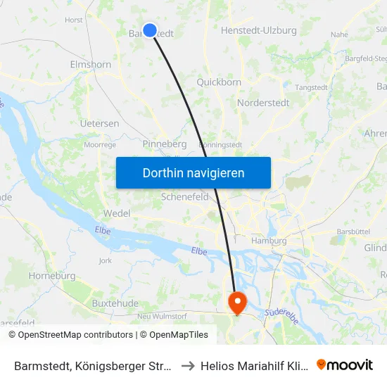 Barmstedt, Königsberger Straße to Helios Mariahilf Klinik map
