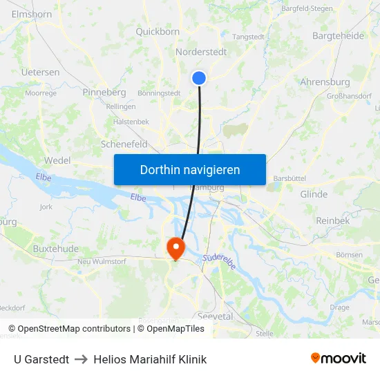 U Garstedt to Helios Mariahilf Klinik map