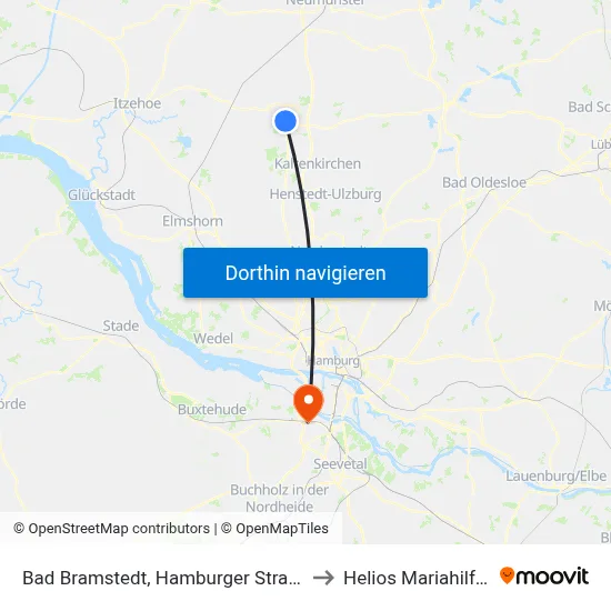 Bad Bramstedt, Hamburger Straße (Mitte) to Helios Mariahilf Klinik map