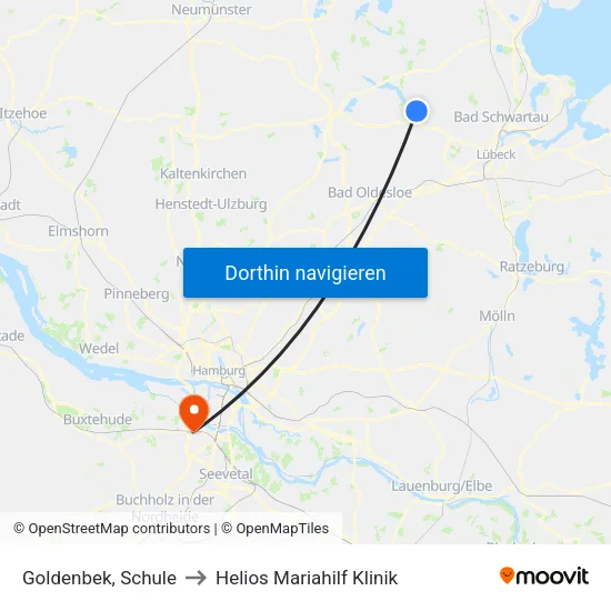 Goldenbek, Schule to Helios Mariahilf Klinik map