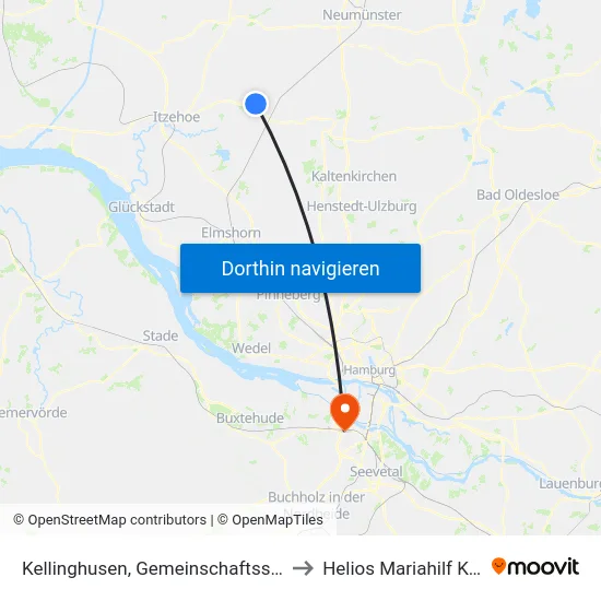 Kellinghusen, Gemeinschaftsschule to Helios Mariahilf Klinik map