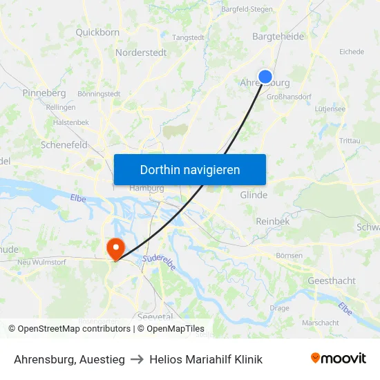 Ahrensburg, Auestieg to Helios Mariahilf Klinik map