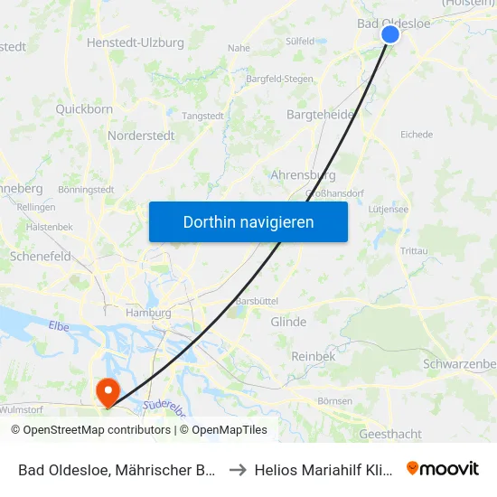 Bad Oldesloe, Mährischer Berg to Helios Mariahilf Klinik map