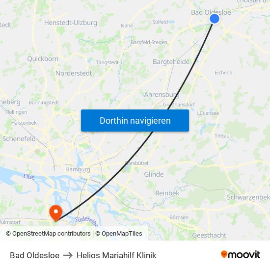 Bad Oldesloe to Helios Mariahilf Klinik map