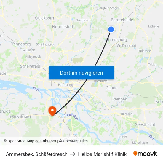 Ammersbek, Schäferdresch to Helios Mariahilf Klinik map