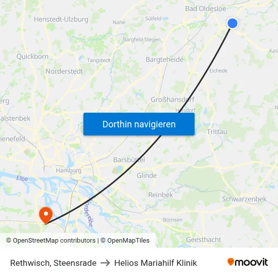 Rethwisch, Steensrade to Helios Mariahilf Klinik map