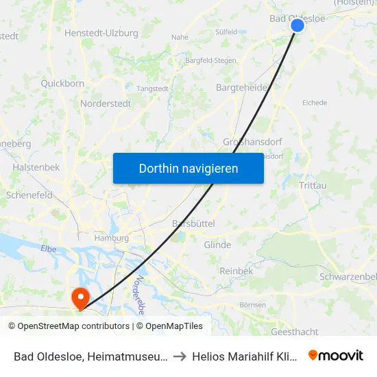 Bad Oldesloe, Heimatmuseum to Helios Mariahilf Klinik map