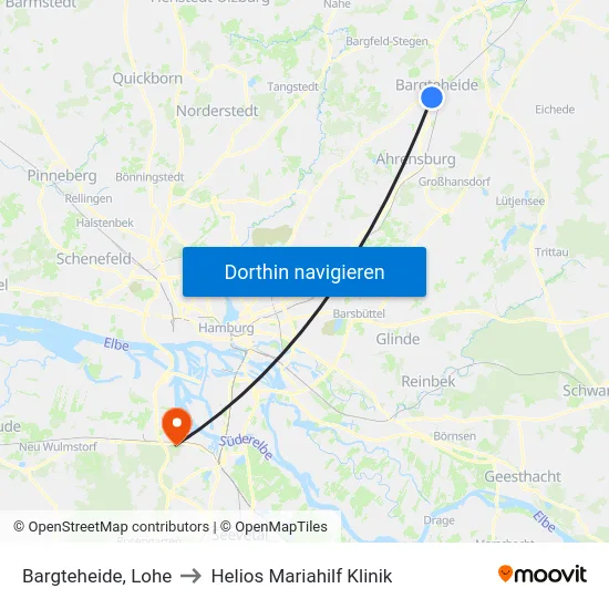 Bargteheide, Lohe to Helios Mariahilf Klinik map