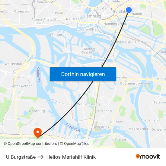 U Burgstraße to Helios Mariahilf Klinik map