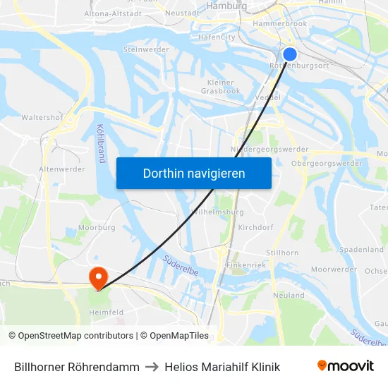 Billhorner Röhrendamm to Helios Mariahilf Klinik map