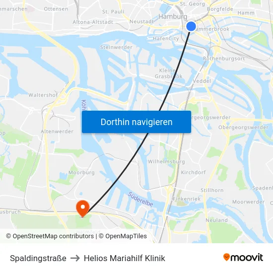 Spaldingstraße to Helios Mariahilf Klinik map