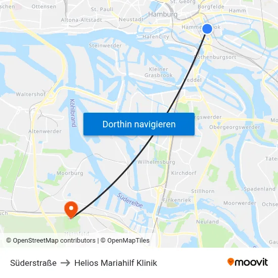 Süderstraße to Helios Mariahilf Klinik map