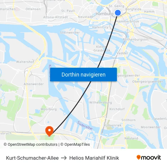 Kurt-Schumacher-Allee to Helios Mariahilf Klinik map