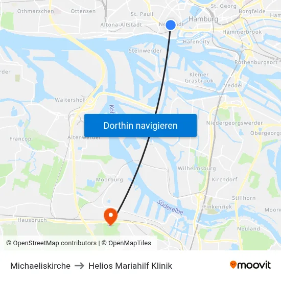 Michaeliskirche to Helios Mariahilf Klinik map